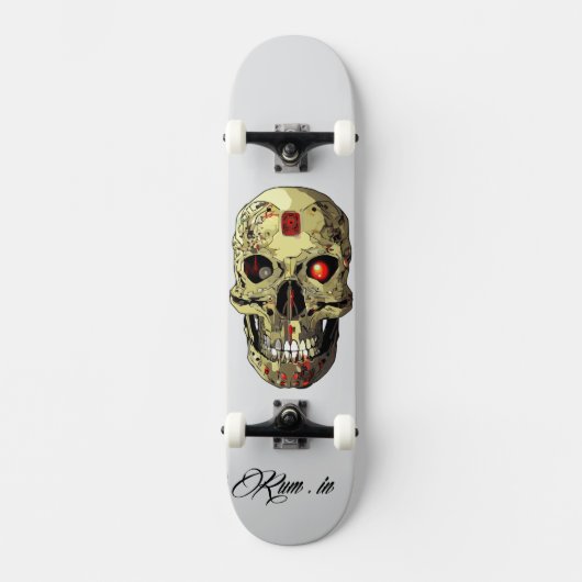 Custom Skateboard Deck - "Skull Cyborg" (Vorderseite)