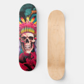 Custom Skateboard Graffiti Indianischer Schädel (Vorderseite)
