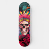 Custom Skateboard Graffiti Indianischer Schädel (Vorderseite)
