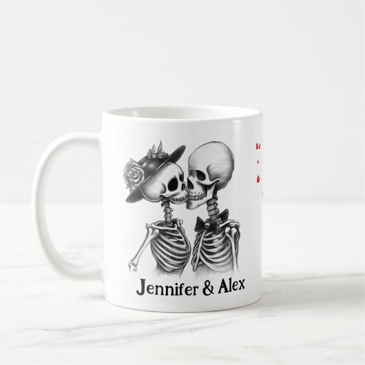 Custom Skeleton Couple Names Personalized Kaffeetasse (Links)