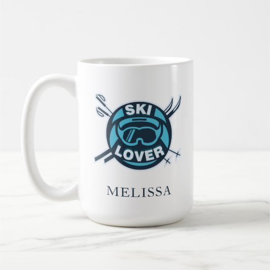 Custom Ski Lover Snow Sports Name Kaffeetasse (Links)