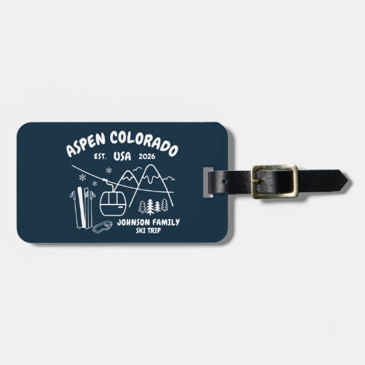 Custom Ski Trip Family Friends Group Matching Gepäckanhänger (Vorderseite horizontal)