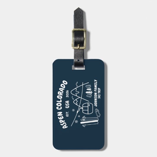 Custom Ski Trip Family Friends Group Matching Gepäckanhänger (Vorderseite vertikal)