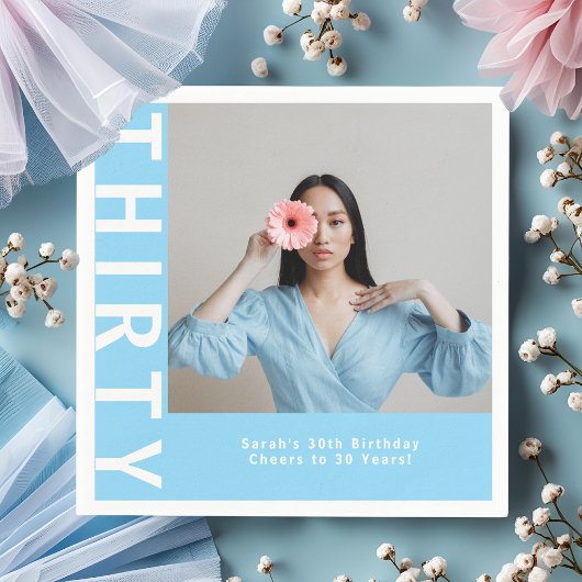 Custom Sky Blue 30. Geburtstag Party Napkins Serviette