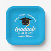 Custom Sky Blue Graduation Party Square Pappteller (Vorderseite)