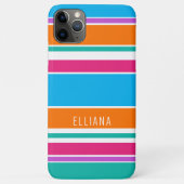 Custom Sky Blue Hot Pink Orange White Stripes Case-Mate iPhone Hülle (Rückseite)