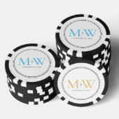 Custom Sky Blue Mit Monogramm Wedding Date Pokerchips (Stapel)