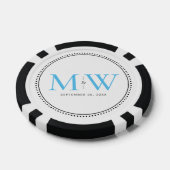 Custom Sky Blue Mit Monogramm Wedding Date Pokerchips (Einzeln)