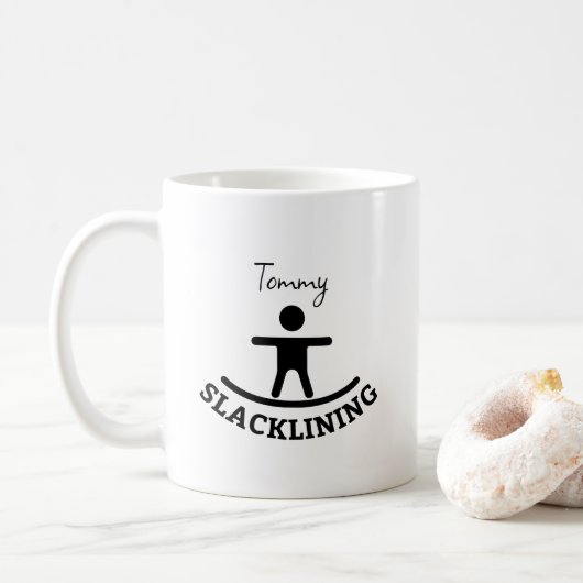 Custom Slacklining Adventure T - Shirt Kaffeetasse (Mit Donut)