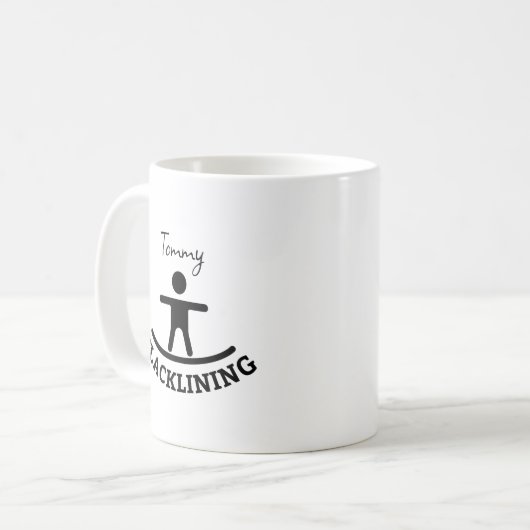 Custom Slacklining Adventure T - Shirt Kaffeetasse (Vorderseite Links)