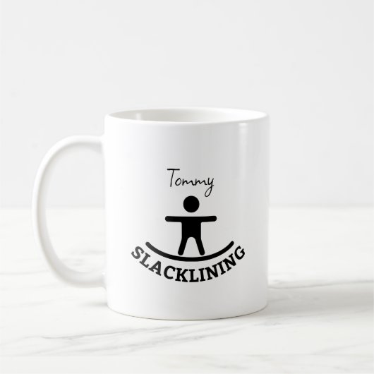Custom Slacklining Adventure T - Shirt Kaffeetasse (Links)