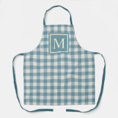 Custom Slate Aquamarin Blue Ivory Gingham Pattern Schürze (Vorderseite)