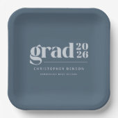 Custom Slate Blue 2026 Grad Graduation Pappteller (Vorderseite)