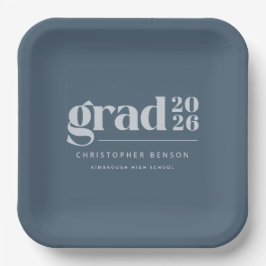 Custom Slate Blue 2026 Grad Graduation Pappteller