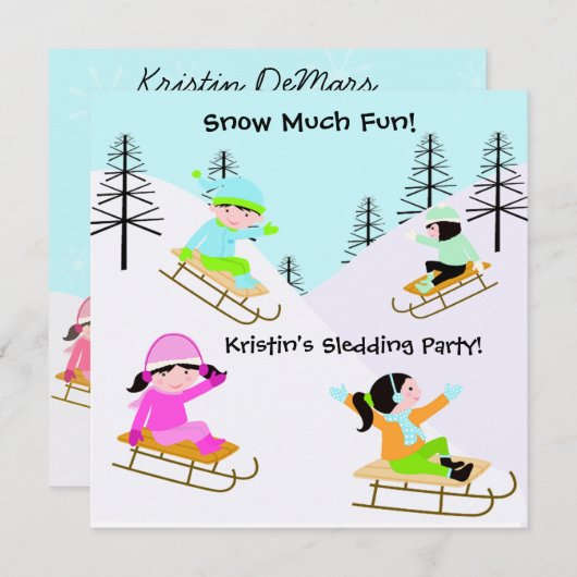 Custom Sledding Party Geburtstag Einladungen (Vorne/Hinten)