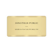 Custom Sleek Gold Minimal Template Luxury Address Adressaufkleber (Vorne)