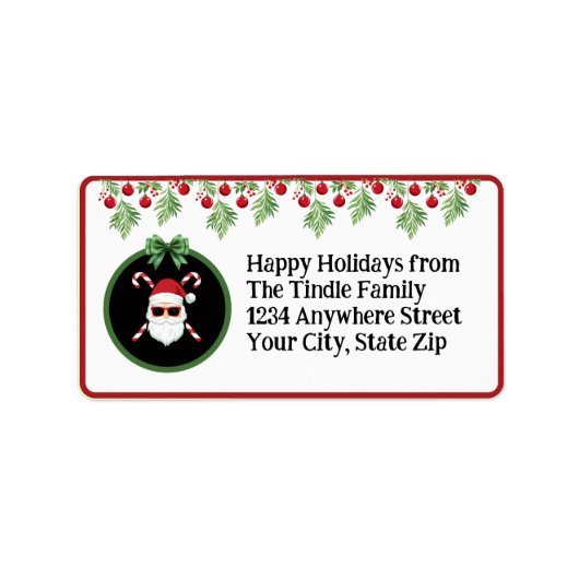 Custom "Sleighin' in Style!" Santa Holiday Mailing Adressaufkleber (Vorne)