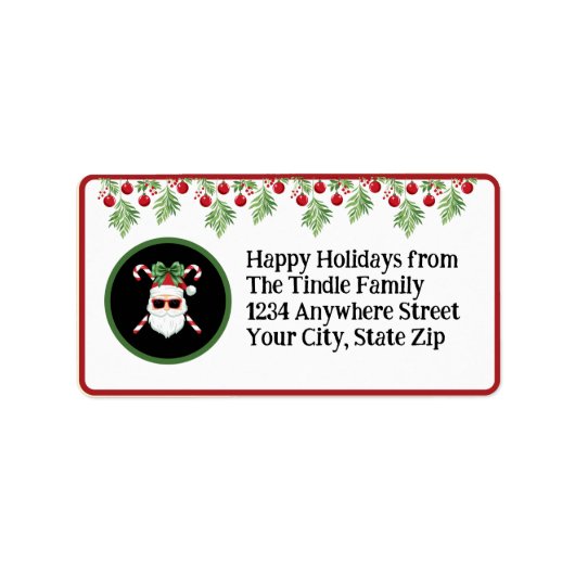 Custom "Sleighin' in Style!" Santa Holiday Mailing Adressaufkleber (Vorne)