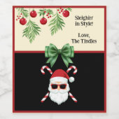 Custom "Sleighin' in Style!" Weihnachtsgrüßen Weinetikett (Einzelnes Label)