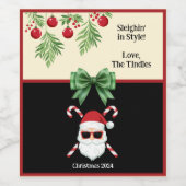 Custom "Sleighin' in Style!" Weihnachtsgrüßen Weinetikett (Einzelnes Label)