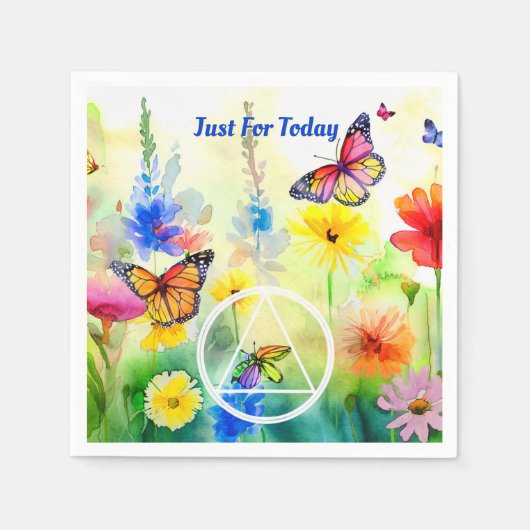 CUSTOM Slogan AA Symbol Butterflies and Flowers Serviette (Vorderseite)