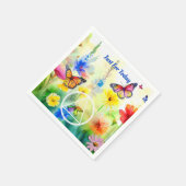 CUSTOM Slogan AA Symbol Butterflies and Flowers Serviette (Ecke)