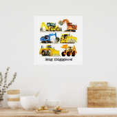 Custom Slogan Big Diggers Construction Trucks Poster (Küche)