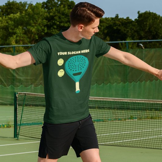 Custom Slogan Padel Tennis Racket und Balls T-Shirt