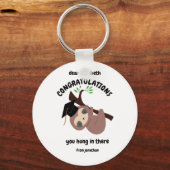 Custom Sloth Abschluss Sie Hung da Niedlich Schlüsselanhänger (Vorderseite)