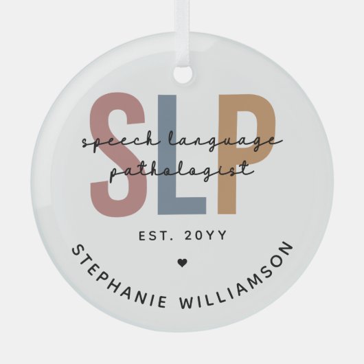 Custom SLP Speech Language Pathologe Ornament Aus Glas (Vorderseite)
