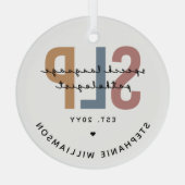 Custom SLP Speech Language Pathologe Ornament Aus Glas (Rückseite)