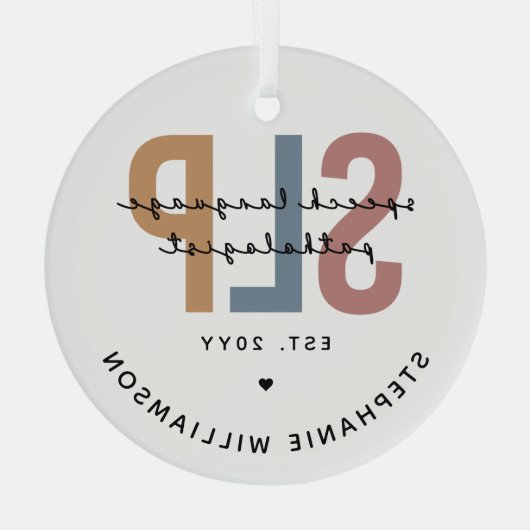Custom SLP Speech Language Pathologe Ornament Aus Glas (Rückseite)