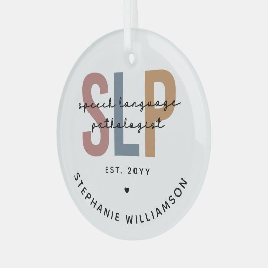 Custom SLP Speech Language Pathologe Ornament Aus Glas (Vorderseite links)
