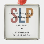 Custom SLP Speech Language Pathologe Ornament Aus Metall (Vorne)