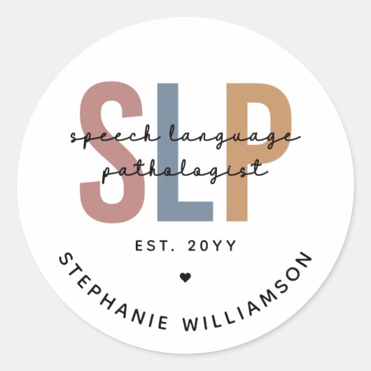 Custom SLP Speech Language Pathologe Runder Aufkleber (Vorderseite)