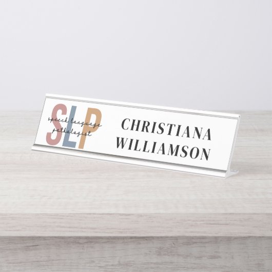 Custom SLP Speech Language Pathologe Schreibtischnamensplakette (Vorderseite )