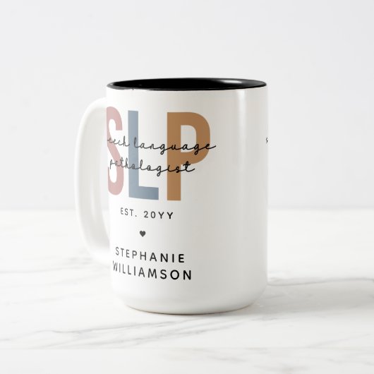 Custom SLP Speech Language Pathologe Zweifarbige Tasse (Vorderseite Links)