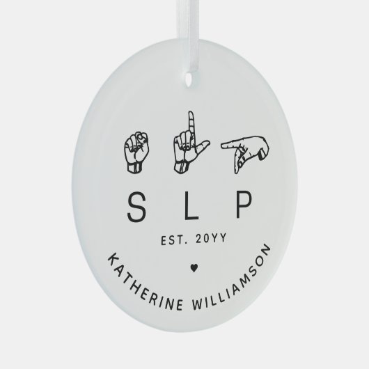 Custom SLP Speech Language Pathologist ASL Ornament Aus Glas (Vorderseite Rechts)