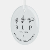 Custom SLP Speech Language Pathologist ASL Ornament Aus Glas (Vorderseite links)