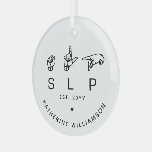 Custom SLP Speech Language Pathologist ASL Ornament Aus Glas (Vorderseite links)