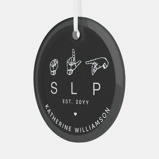 Custom SLP Speech Language Pathologist ASL Ornament Aus Glas (Vorderseite links)
