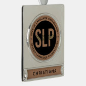 Custom SLP Speech Pathologe Leopard Druckgeschenke Banner-Ornament Silber (Rechts)