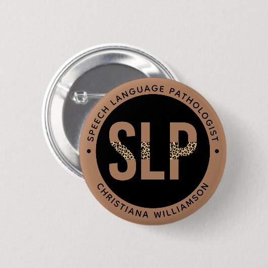 Custom SLP Speech Pathologe Leopard Druckgeschenke Button (Vorne & Hinten)