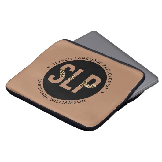 Custom SLP Speech Pathologe Leopard Druckgeschenke Laptopschutzhülle (Vorne Oben)