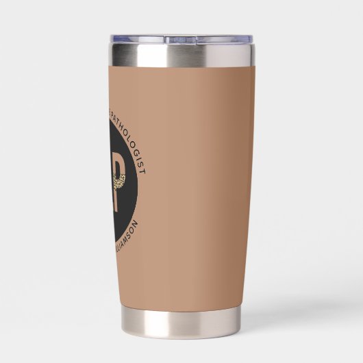 Custom SLP Speech Pathologe Leopard Druckgeschenke Thermobecher (Rückseite)