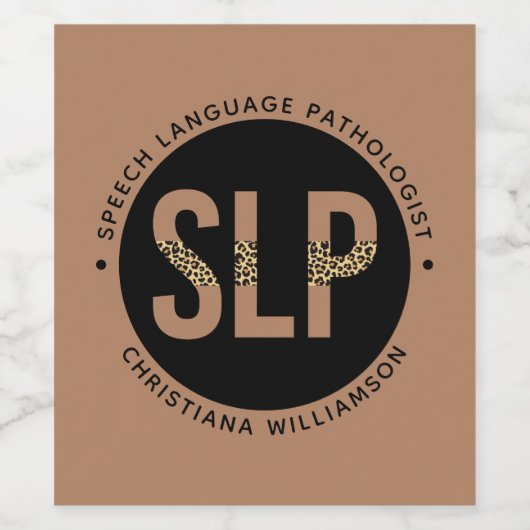 Custom SLP Speech Pathologe Leopard Druckgeschenke Weinetikett (Einzelnes Label)