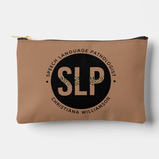Custom SLP Speech Pathologe Leopard Druckgeschenke Zubehörtasche (Vorderseite)