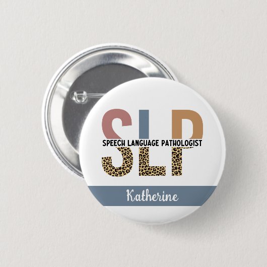 Custom SLP Speech Pathologe Leopard Print Button (Vorne & Hinten)