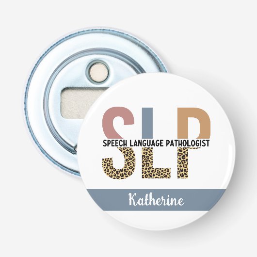 Custom SLP Speech Pathologe Leopard Print Flaschenöffner (Vorderseite)