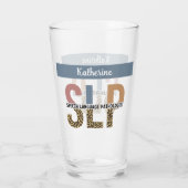 Custom SLP Speech Pathologe Leopard Print Glas (Rückseite)